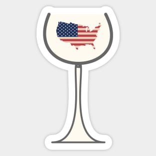 USA in wine glass, Map of USA in a wine glass Sticker